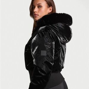 VSX Black Bomber Jacket with Fur Hood